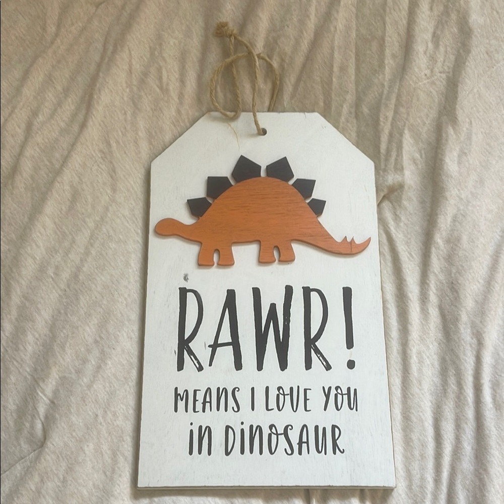 Dinosaur Wall Art - White and Orange